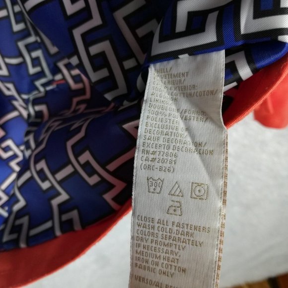 Tommy Hilfiger Womens Coat Rain Orange Full Zip Lined Pockets Collared 4 - Picture 8 of 13